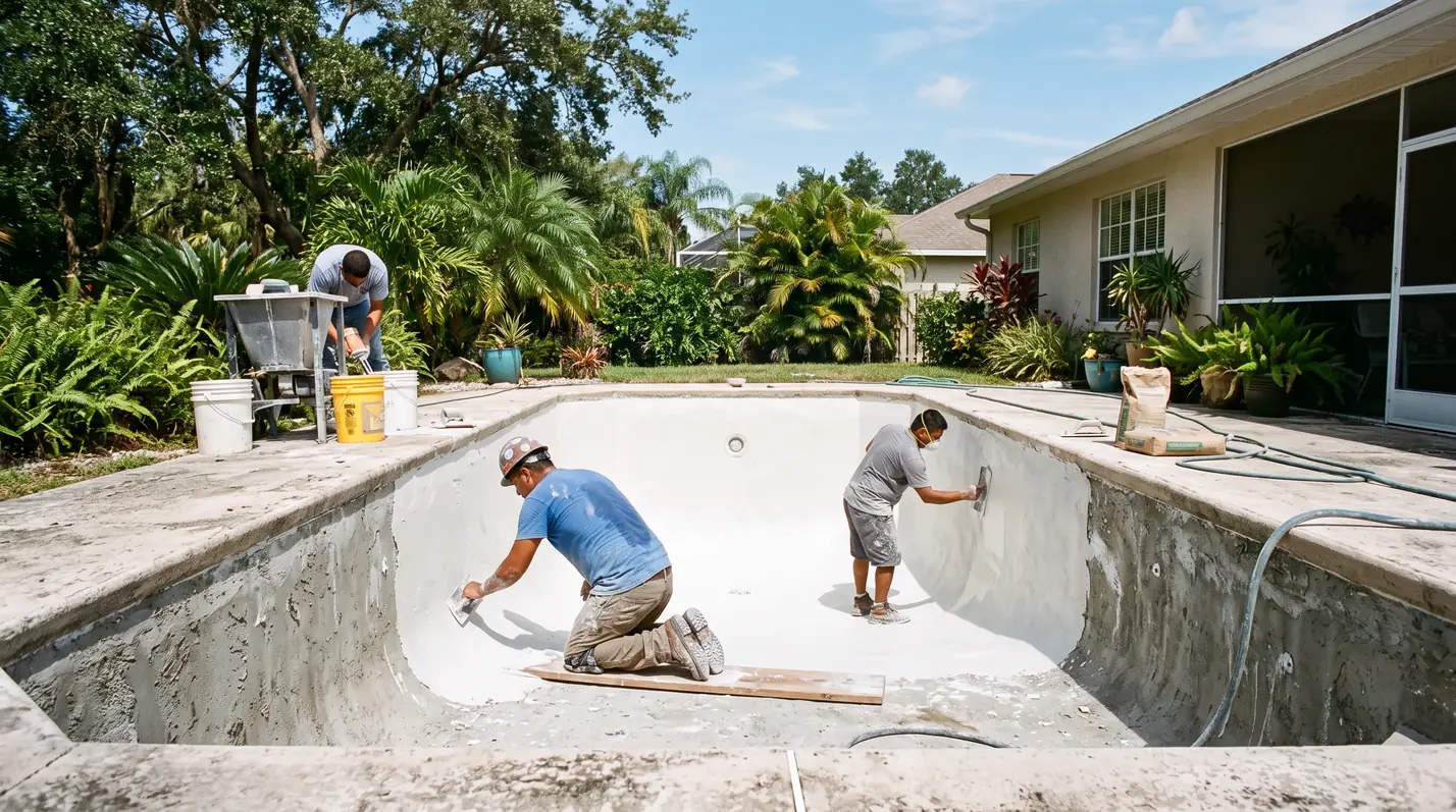 Freshly resurfaced pool in Winter Garden, FL