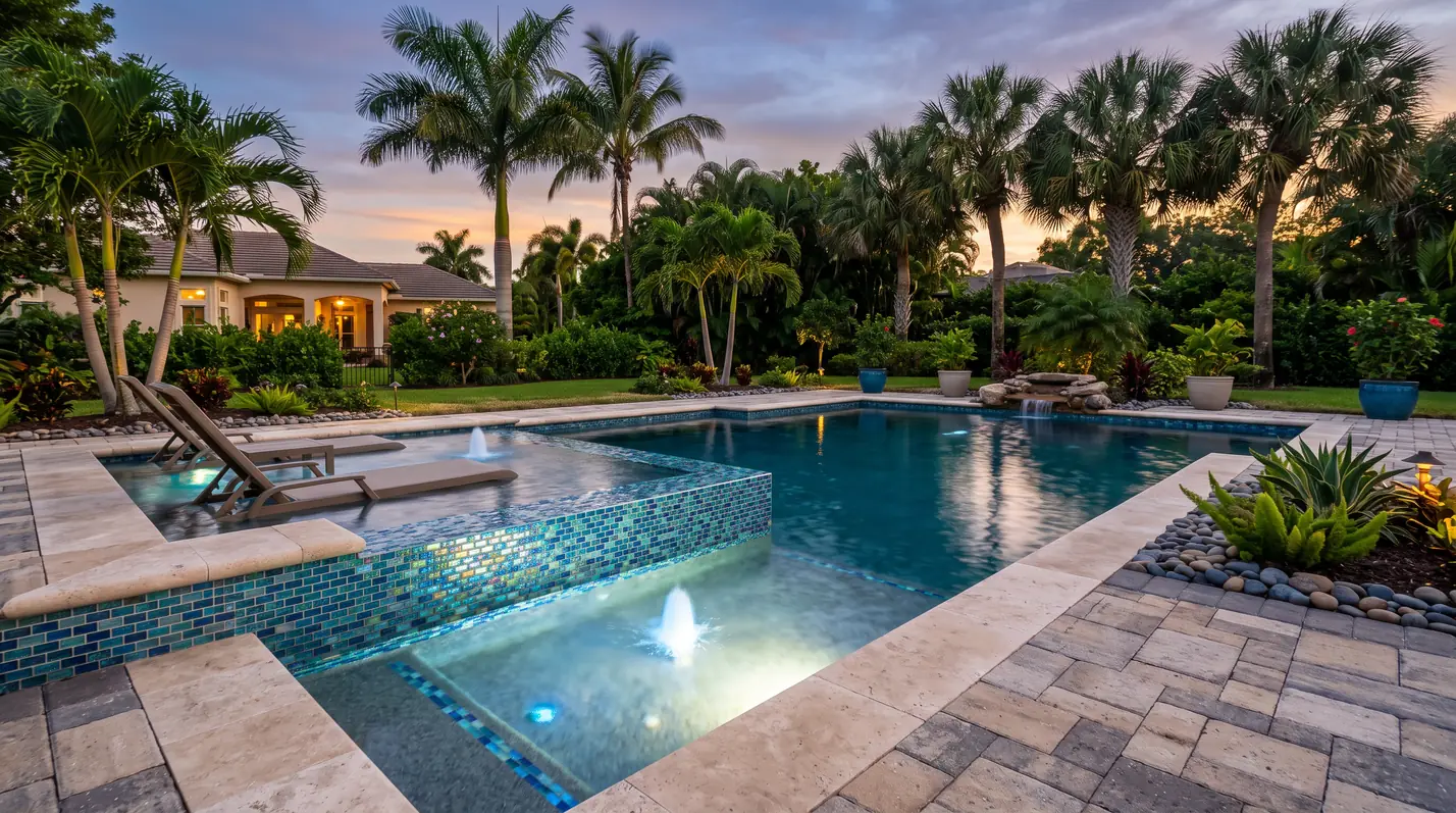 Renovated pool with new tile, coping, and deck in Winter Garden, FL